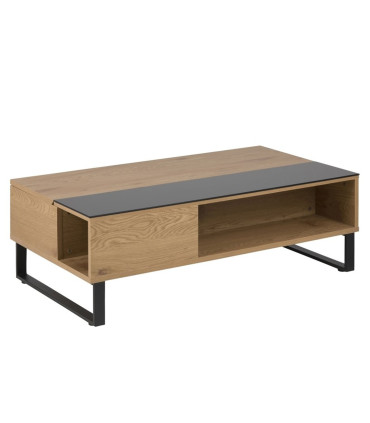 Diivanilaud AZALEA 110x60x35cm, lauaplaat: 5mm klaas/mööbliplaat, värvus: Sonoma tamm, jalg: kroomitud metall