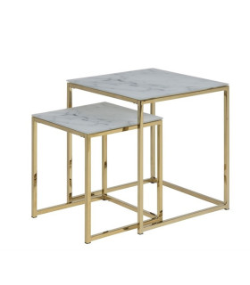 Abilauad 2tk ALISMA, 35x35xH40cm/45x45xH50cm, valge marmor klaas. Teras