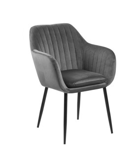 Tool EMILIA 57x59xH83cm, iste ja seljatugi: kangas, värvus: tumehall, jalad: must metall