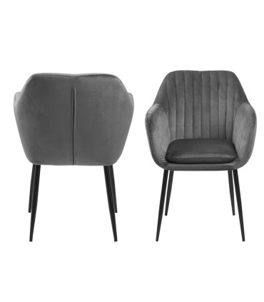 Стул / кресло EMILIA 57x59xH83см, сиденье и спинка: ткань, цвет: тёмно-серый, ножки: чёрный металл