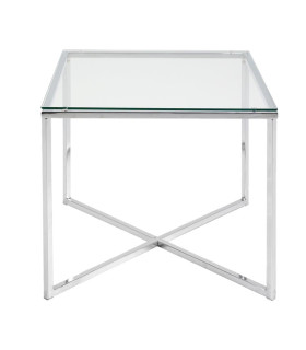 Abilaud CROSS 50x50xH45cm, karastatud klaas, kroomitud teras
