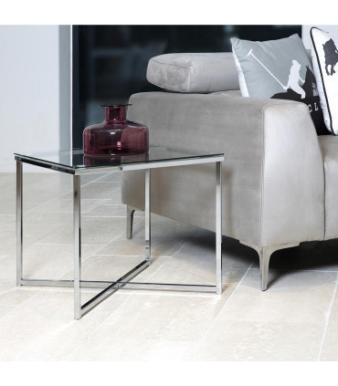 Abilaud CROSS 50x50xH45cm, karastatud klaas, kroomitud teras