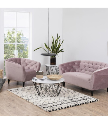 Кресло RIA 83x97xH79см, материал покрытия: ткань, цвет: старо-розовый, ножки: каучуковое дерево, цвет: чёрный