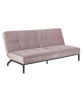 Diivanvoodi PERUGIA 198x95xH87cm, materjal: samet kangas, värvus: vanaroosa, jalad: must metall