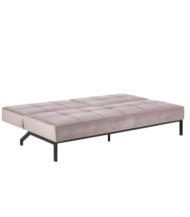 Diivanvoodi PERUGIA 198x95xH87cm, materjal: samet kangas, värvus: vanaroosa, jalad: must metall