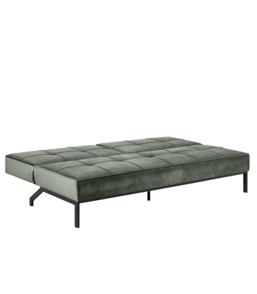 Diivanvoodi PERUGIA 198x95xH87cm, materjal: samet kangas, värvus: metsaroheline, jalad: must metall