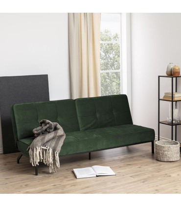 Diivanvoodi PERUGIA 198x95xH87cm, materjal: samet kangas, värvus: metsaroheline, jalad: must metall