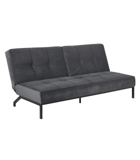 Diivanvoodi PERUGIA 198x95xH87cm, materjal: samet kangas, värvus: tumehall, jalad: must metall