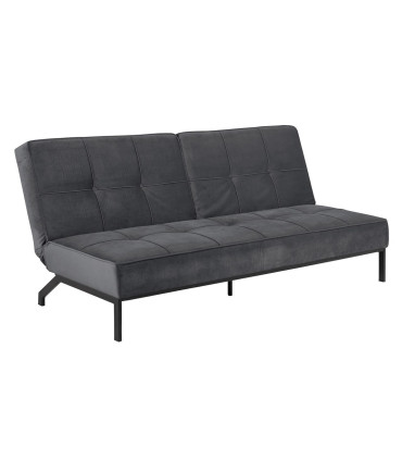 Diivanvoodi PERUGIA 198x95xH87cm, materjal: samet kangas, värvus: tumehall, jalad: must metall