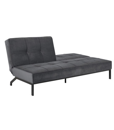 Diivanvoodi PERUGIA 198x95xH87cm, materjal: samet kangas, värvus: tumehall, jalad: must metall