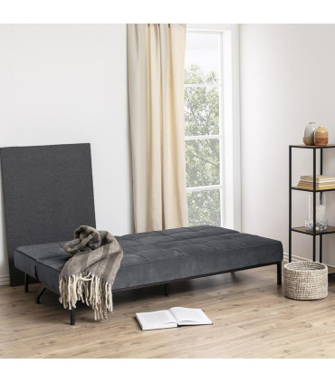 Diivanvoodi PERUGIA 198x95xH87cm, materjal: samet kangas, värvus: tumehall, jalad: must metall