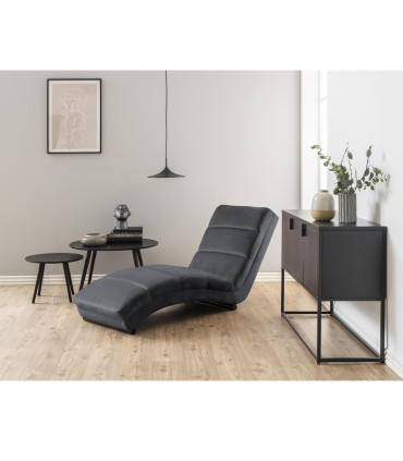 Lamamistool SLINKY 60x170xH82cm, materjal: kangas, värvus: tumehall, jalad: must metall