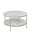 Придиванный столик ALISMA D80xH45см, белый мрамор/золотой