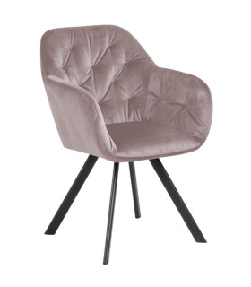 Tool LOLA 57,5x61,5xH81,5cm, pöörlev, materjal: kangas, värvus: vanaroosa, jalad: must metall