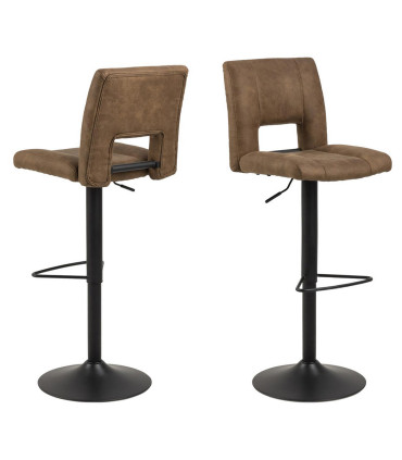 Барный стул SYLVIA, 41x52xH115см, светло-коричневый 22, газовый лифт, подставка для ног, ножка: матовый черный