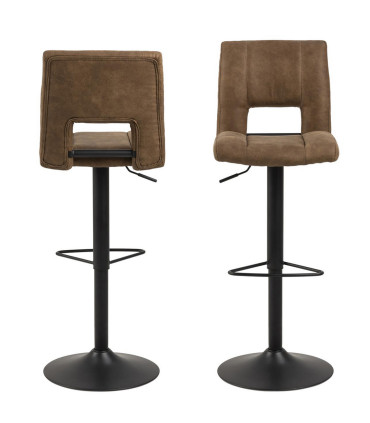 Барный стул SYLVIA, 41x52xH115см, светло-коричневый 22, газовый лифт, подставка для ног, ножка: матовый черный