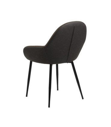 Стул CANDIS 60x57,5xH85см, сиденье и спинка: кожзаменитель, цвет: серый, оранжевые швы, ножки: чёрный металл