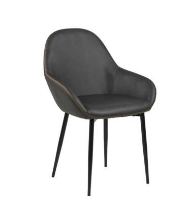 Tool CANDIS 60x57,5xH85cm, iste ja seljatugi: kunstnahk, värvus: hall, oranžid õmblused, jalad: metall, värvus: must