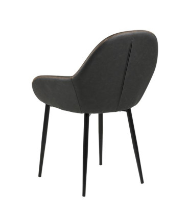 Стул CANDIS 60x57,5xH85см, сиденье и спинка: кожзаменитель, цвет: серый, оранжевые швы, ножки: чёрный металл