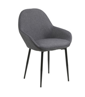 Стул CANDIS 60x57,5xH85см, сиденье и спинка: ткань, цвет: серый, чёрные швы, ножки: чёрный металл