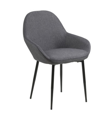 Стул CANDIS 60x57,5xH85см, сиденье и спинка: ткань, цвет: серый, чёрные швы, ножки: чёрный металл