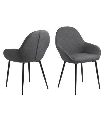 Стул CANDIS 60x57,5xH85см, сиденье и спинка: ткань, цвет: серый, чёрные швы, ножки: чёрный металл