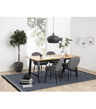 Стул CANDIS 60x57,5xH85см, сиденье и спинка: ткань, цвет: серый, чёрные швы, ножки: чёрный металл