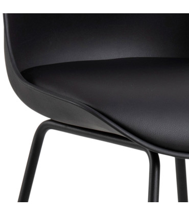 Барный стул TINA, 43x49xH94см, пластик черный, подушка: черный полиуретан, подставка для ног: порошковое покрытие черног