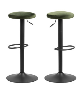 Барный стул FINCH, D40xH82см, сиденье: бархатная ткань, зеленый лес, подставка для ног: грубое порошковое покрытие, черн