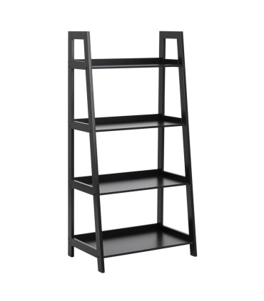 Полка WALLY 63x40xH130см, 4 полки, панель и каркас полки: цвет: черный, обработка: лакированный