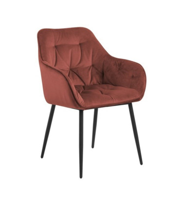 Tool BROOKE 55x58xH83cm, iste/seljatugi: samet kangas, värvus: korall, jalad: must metall