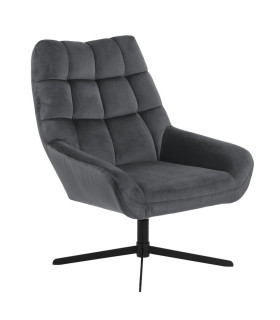 Tugitool PARIS, 73x82x88cm, tumehall samet, pöörlev, ristjalg: must metall