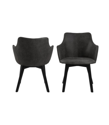 Стул BELLA, 62x59xH80см, ткань: антрацит, шитье спинки арлекин, основа: дуб, черная покраска