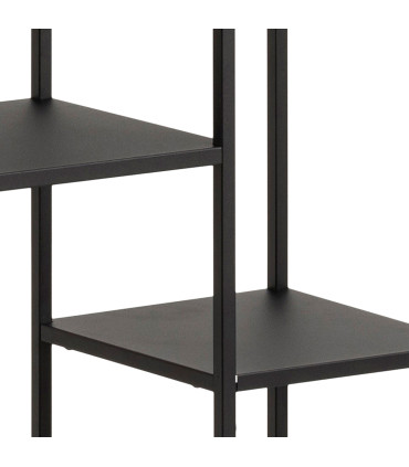 Книжная полка NEWCASTLE, 6 полок, H165см, черная сталь, асимметричная