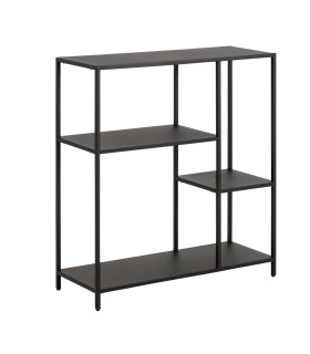 Книжная полка NEWCASTLE, 3 полки, H86см, черная сталь, асимметричный