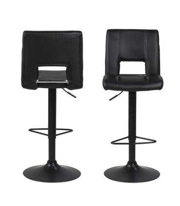 Барный стул SYLVIA, 41x52xH115см, имитация черной кожи PU, газлифт, подставка для ног, черный матовый