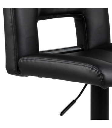 Барный стул SYLVIA, 41x52xH115см, имитация черной кожи PU, газлифт, подставка для ног, черный матовый