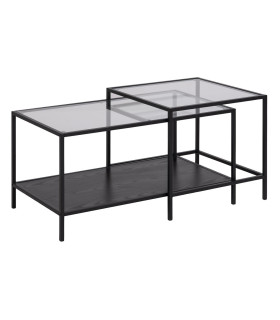 Diivanilauad 2tk SEAFORD 55x55x50cm, 90x50x45cm, klaas