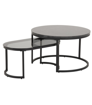 Журнальные столики SPIRO  2шт, D70xH42см, 70x40xH33см, черный