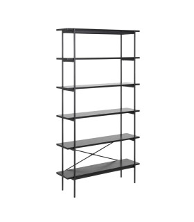 Riiul ANGUS 94x27xH172cm, must, riiulid: must saare melamiin, raam: metall