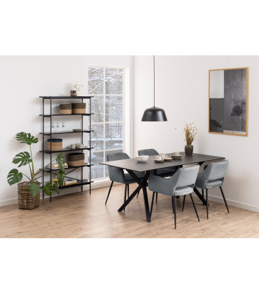 Riiul ANGUS 94x27xH172cm, must, riiulid: must saare melamiin, raam: metall