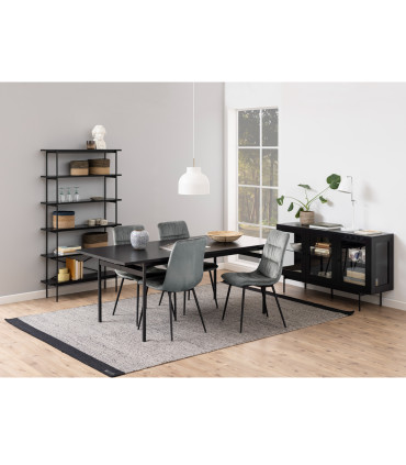 Riiul ANGUS 94x27xH172cm, must, riiulid: must saare melamiin, raam: metall