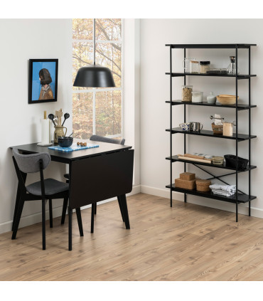 Riiul ANGUS 94x27xH172cm, must, riiulid: must saare melamiin, raam: metall