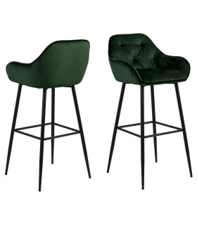 Baaritool BROOKE 55x52xH103,5cm, metsaroheline samet/must, materjal: 100% polüesterkangas, metall