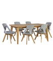 Söögilauakomplekt RETRO 6-tooliga (37036) 190x90xH75cm, puit: tamm, viimistlus: õlitatud.