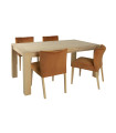 Söögilauakomplekt TURIN 4-tooliga (11325) tammepuidust laud, oranži kattega toolid