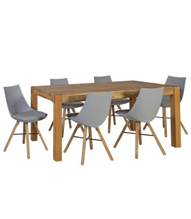 Обеденный комплект CHICAGO с 6-стульями (37022) 180x90xH76см, дерево: дуб, обработка: промасленный, цвет: натуральный