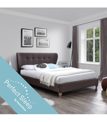 Кровать VICTORIA с матрасом HARMONY DUO (86744) 160x200см, обивка из мебельного текстиля, цвет: коричневый