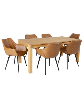 Обеденный набор CHICAGO NEW с 6 стульями (37048) массив дерева / МДФ с натуральным шпоном дуба, промасленный