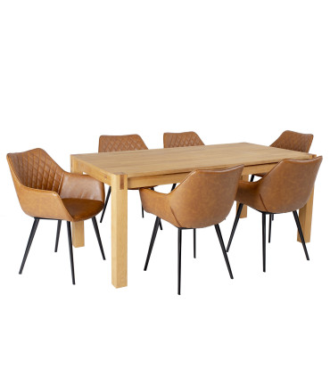 Обеденный набор CHICAGO NEW с 6 стульями (37048) массив дерева / МДФ с натуральным шпоном дуба, промасленный